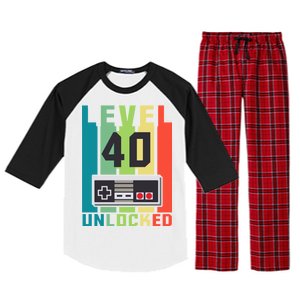 Level 40 Unlocked Funny Retro Gamer Birthday Raglan Sleeve Pajama Set