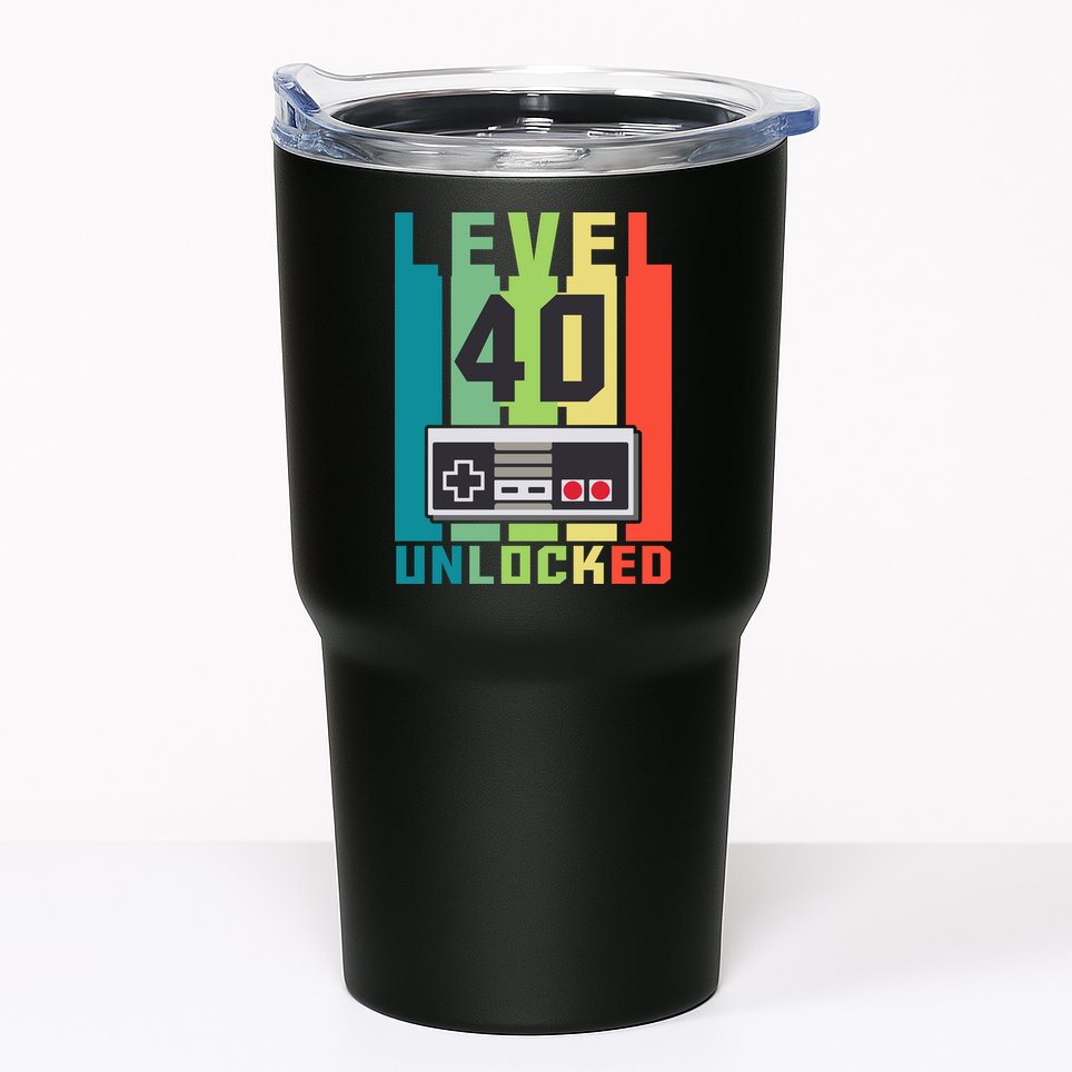 Level 40 Unlocked Funny Retro Gamer Birthday Tumbler