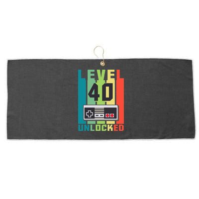 Level 40 Unlocked Funny Retro Gamer Birthday Large Microfiber Waffle Golf Towel