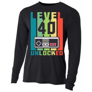 Level 40 Unlocked Funny Retro Gamer Birthday Cooling Performance Long Sleeve Crew