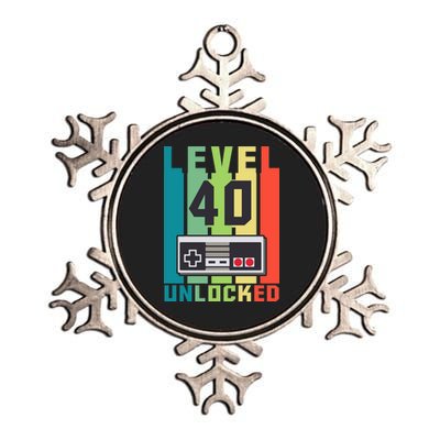 Level 40 Unlocked Funny Retro Gamer Birthday Metallic Star Ornament