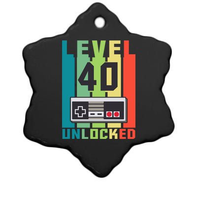 Level 40 Unlocked Funny Retro Gamer Birthday Ceramic Star Ornament