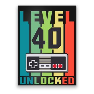 Level 40 Unlocked Funny Retro Gamer Birthday Poster