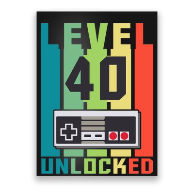 Level 40 Unlocked Funny Retro Gamer Birthday Poster