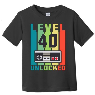 Level 40 Unlocked Funny Retro Gamer Birthday Toddler T-Shirt