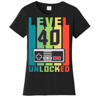 Level 40 Unlocked Funny Retro Gamer Birthday Women's T-Shirt