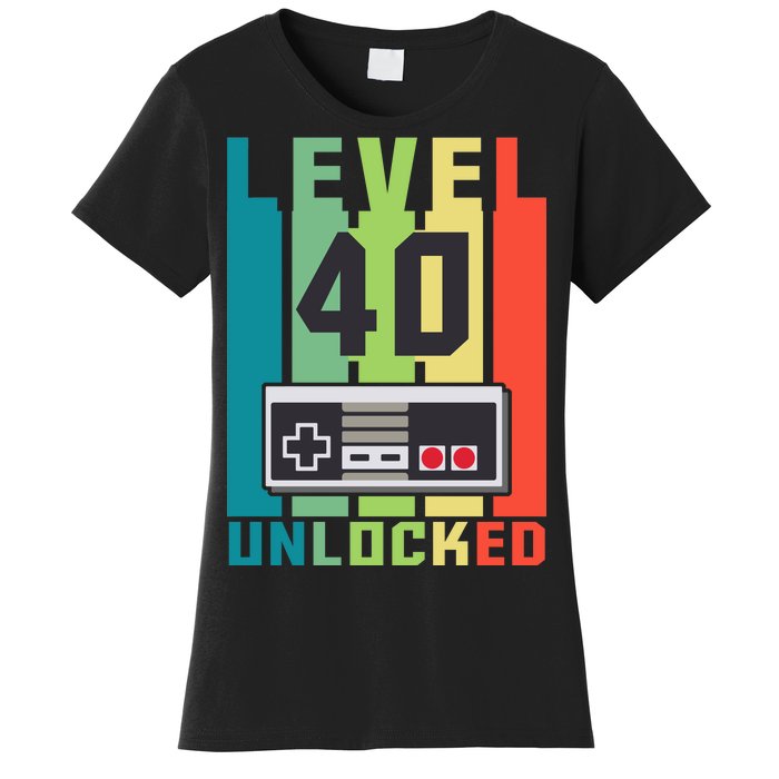 Level 40 Unlocked Funny Retro Gamer Birthday Women's T-Shirt