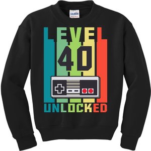 Level 40 Unlocked Funny Retro Gamer Birthday Kids Sweatshirt