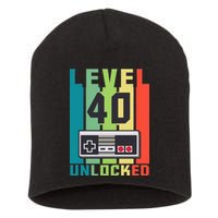 Level 40 Unlocked Funny Retro Gamer Birthday Short Acrylic Beanie