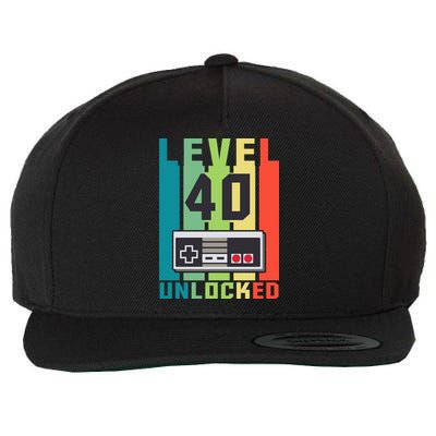Level 40 Unlocked Funny Retro Gamer Birthday Wool Snapback Cap