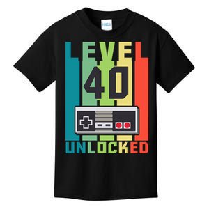 Level 40 Unlocked Funny Retro Gamer Birthday Kids T-Shirt