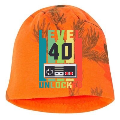 Level 40 Unlocked Funny Retro Gamer Birthday Kati - Camo Knit Beanie