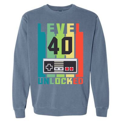 Level 40 Unlocked Funny Retro Gamer Birthday Garment-Dyed Sweatshirt