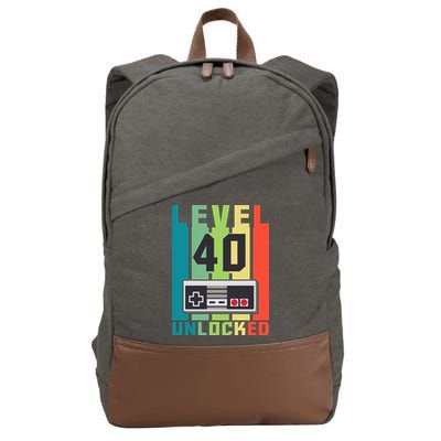 Level 40 Unlocked Funny Retro Gamer Birthday Cotton Canvas Backpack