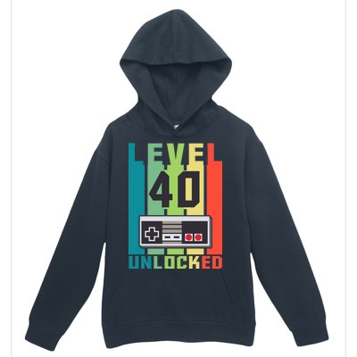 Level 40 Unlocked Funny Retro Gamer Birthday Urban Pullover Hoodie