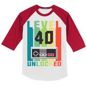 Level 40 Unlocked Funny Retro Gamer Birthday Kids Colorblock Raglan Jersey