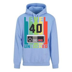 Level 40 Unlocked Funny Retro Gamer Birthday Unisex Surf Hoodie