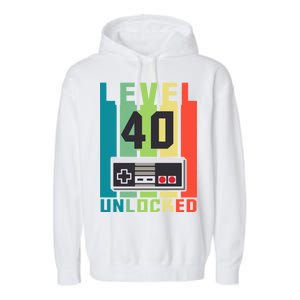 Level 40 Unlocked Funny Retro Gamer Birthday Garment-Dyed Fleece Hoodie