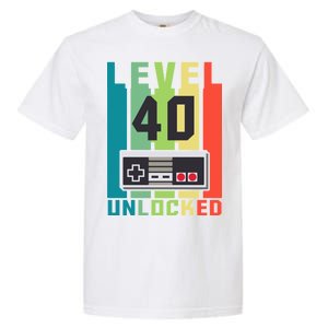 Level 40 Unlocked Funny Retro Gamer Birthday Garment-Dyed Heavyweight T-Shirt