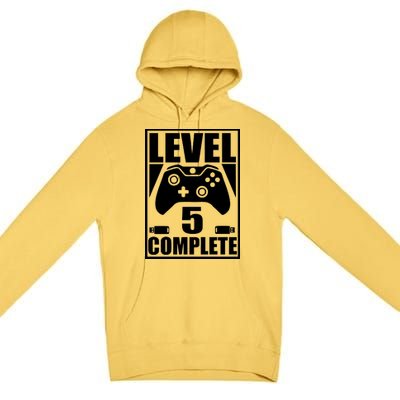 Level 5 Complete Video Gamer 5th Birthday Premium Pullover Hoodie