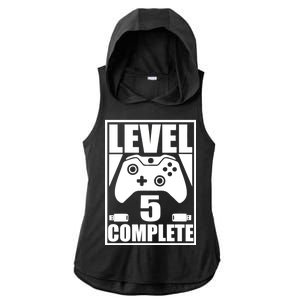 Level 5 Complete Video Gamer 5th Birthday Ladies PosiCharge Tri-Blend Wicking Draft Hoodie Tank