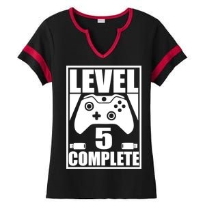 Level 5 Complete Video Gamer 5th Birthday Ladies Halftime Notch Neck Tee