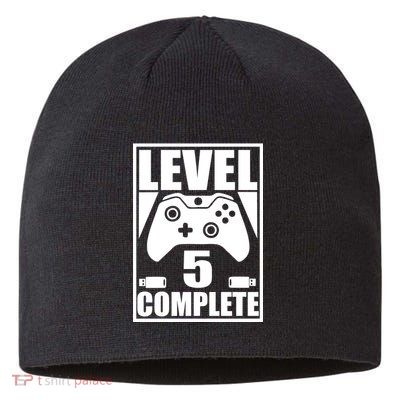 Level 5 Complete Video Gamer 5th Birthday Sustainable Beanie