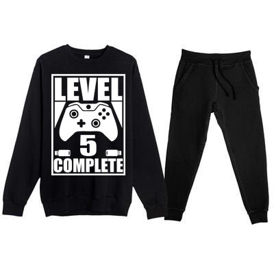 Level 5 Complete Video Gamer 5th Birthday Premium Crewneck Sweatsuit Set