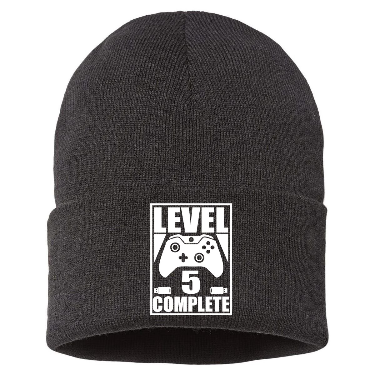 Level 5 Complete Video Gamer 5th Birthday Sustainable Knit Beanie