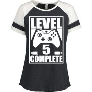 Level 5 Complete Video Gamer 5th Birthday Enza Ladies Jersey Colorblock Tee