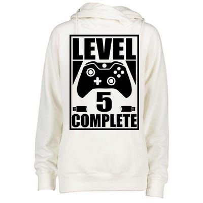 Level 5 Complete Video Gamer 5th Birthday Womens Funnel Neck Pullover Hood