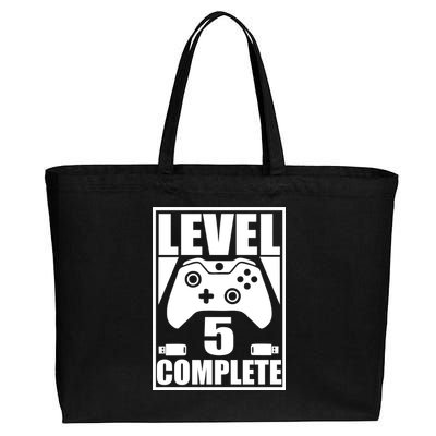 Level 5 Complete Video Gamer 5th Birthday Cotton Canvas Jumbo Tote