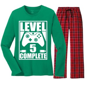 Level 5 Complete Video Gamer 5th Birthday Women's Long Sleeve Flannel Pajama Set 