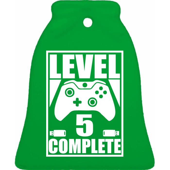 Level 5 Complete Video Gamer 5th Birthday Ceramic Bell Ornament