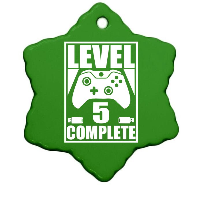 Level 5 Complete Video Gamer 5th Birthday Ceramic Star Ornament