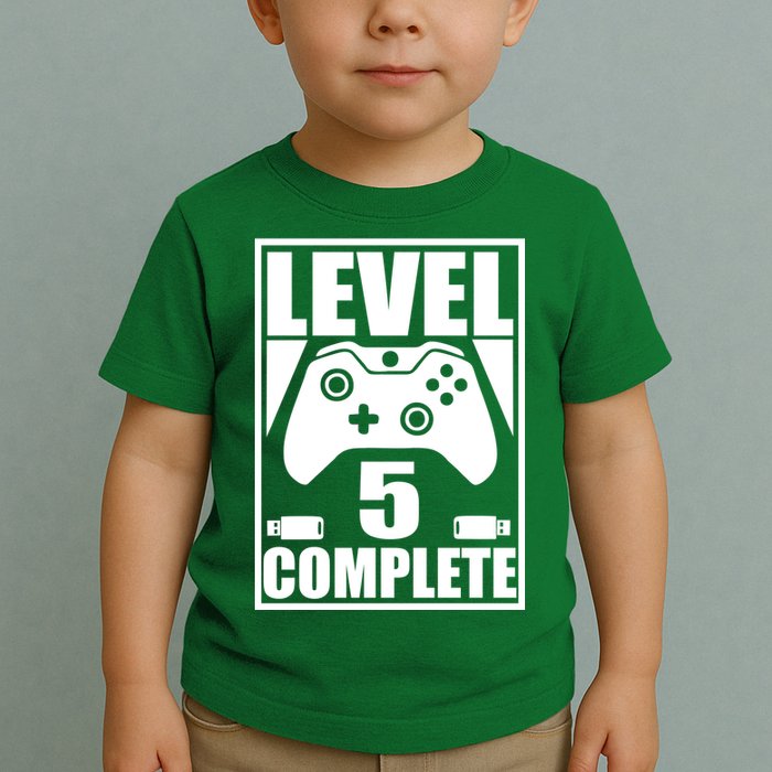 Level 5 Complete Video Gamer 5th Birthday Toddler T-Shirt