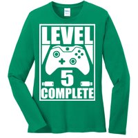 Level 5 Complete Video Gamer 5th Birthday Ladies Long Sleeve Shirt