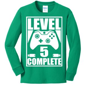 Level 5 Complete Video Gamer 5th Birthday Kids Long Sleeve Shirt