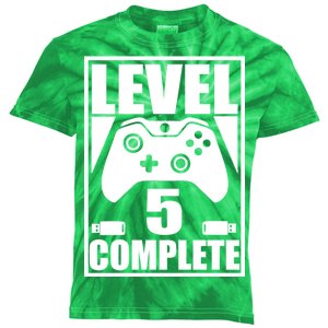 Level 5 Complete Video Gamer 5th Birthday Kids Tie-Dye T-Shirt