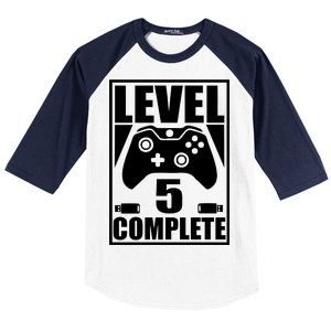 Level 5 Complete Video Gamer 5th Birthday Baseball Sleeve Shirt