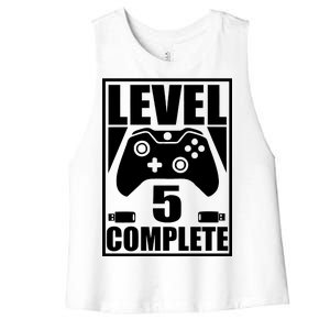 Level 5 Complete Video Gamer 5th Birthday Women's Racerback Cropped Tank