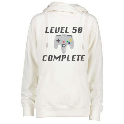 Level 50 Complete 50th Birthday Womens Funnel Neck Pullover Hood