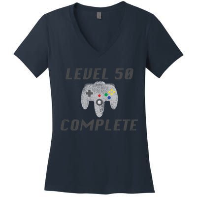 Level 50 Complete 50th Birthday Women's V-Neck T-Shirt