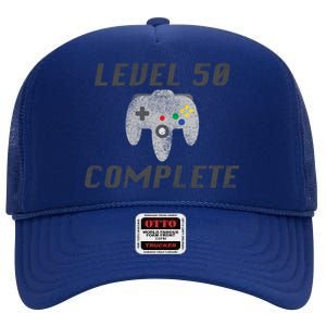 Level 50 Complete 50th Birthday High Crown Mesh Back Trucker Hat