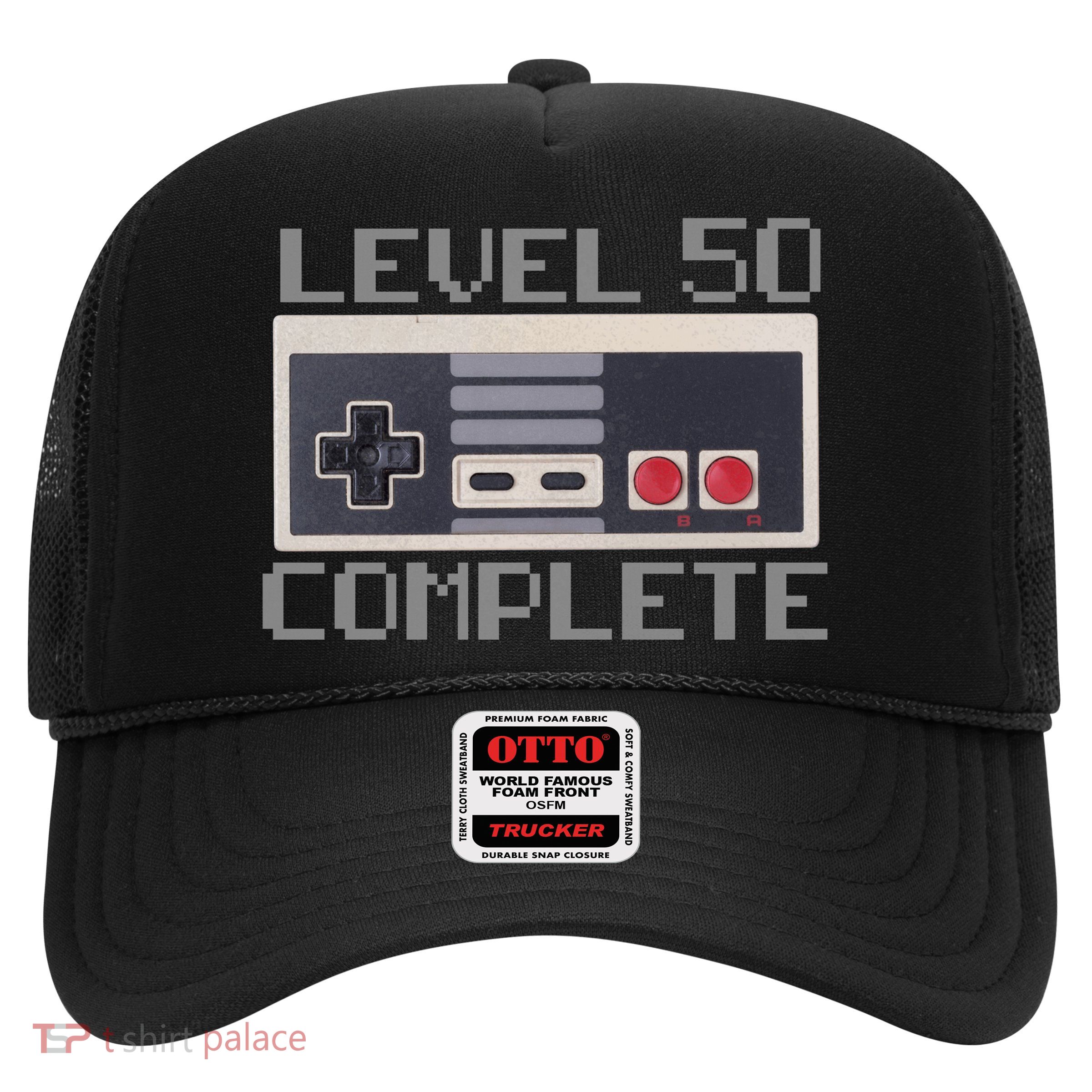 Level 50 Complete Retro Gamer 50th Birthday Trucker Hat