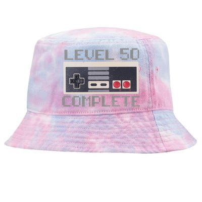 Level 50 Complete Retro Gamer 50th Birthday Tie-Dyed Bucket Hat