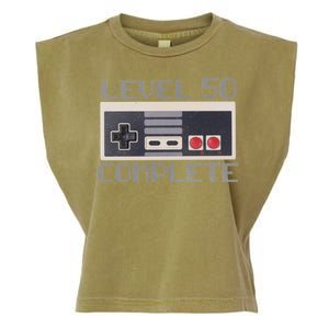 Level 50 Complete Retro Gamer 50th Birthday Garment-Dyed Women's Muscle Tee