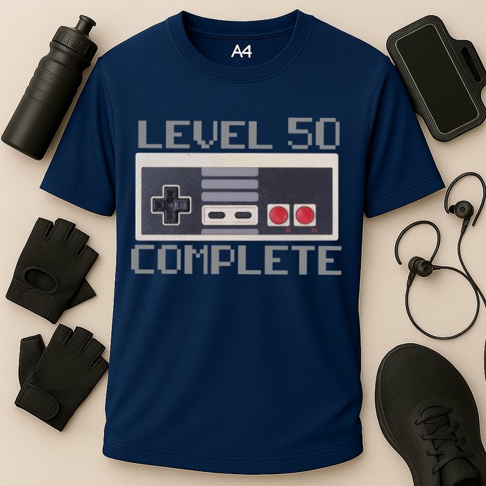 Level 50 Complete Retro Gamer 50th Birthday Performance Shirt