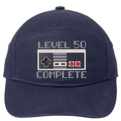 Level 50 Complete Retro Gamer 50th Birthday 7-Panel Snapback Hat