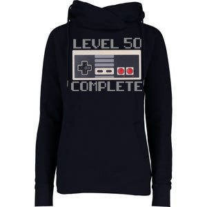 Level 50 Complete Retro Gamer 50th Birthday Womens Funnel Neck Pullover Hood